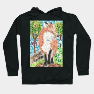 Cute  fox butterflies art Hoodie